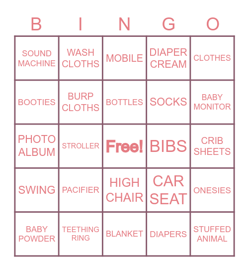 Baby Bingo Card