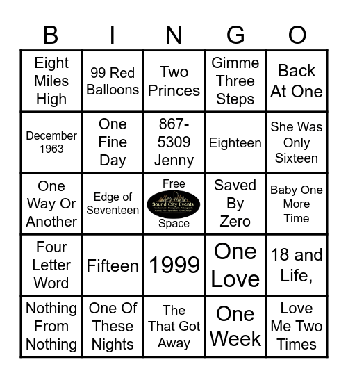 The Stones Numbers Music Bingo! Bingo Card