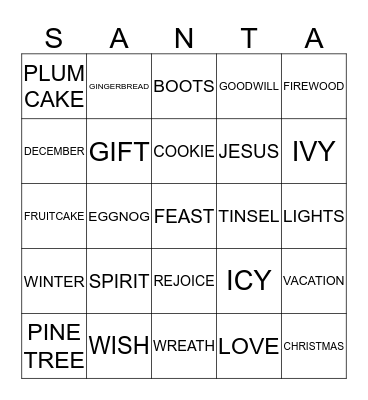MERRY CHRITMAS Bingo Card