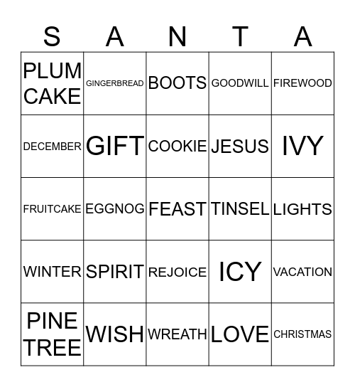 MERRY CHRITMAS Bingo Card