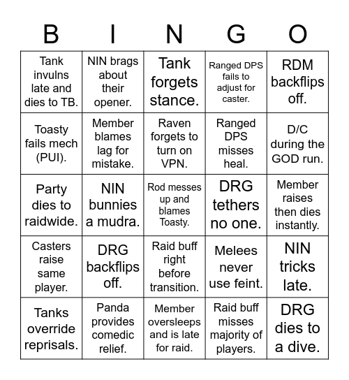 5.4 Raid Bingo Card