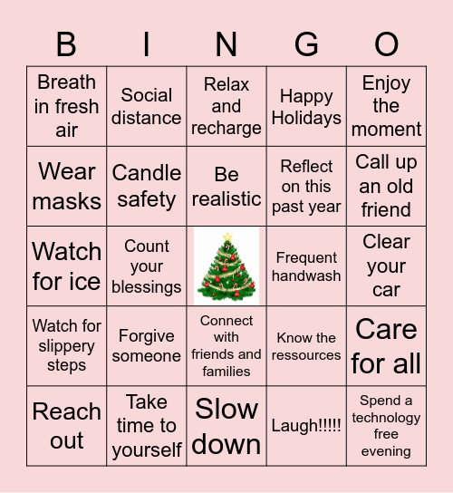 SAFE SANTA Bingo Card