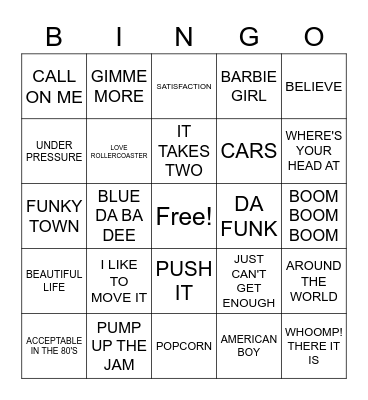 DANCE DANCE DANCE Bingo Card