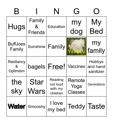 Turkey Bird Bingo Card