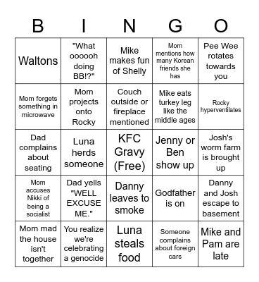 Pandemic Gobble Bingo Card