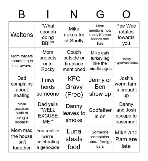 Pandemic Gobble Bingo Card