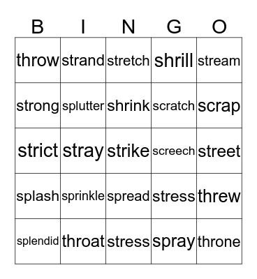 Triple Consonants Bingo Card