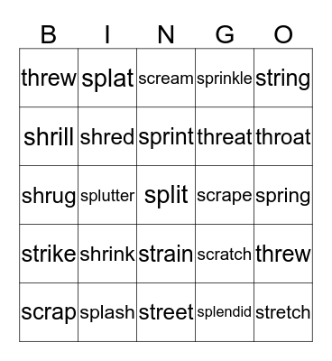 Triple Consonants Bingo Card