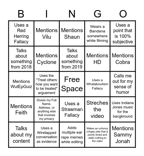 Agerz Response Video Bingo Card