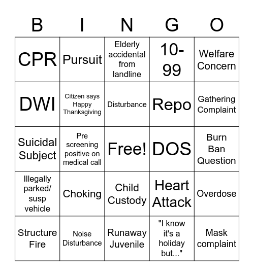 Thanksgiving Bingo Card