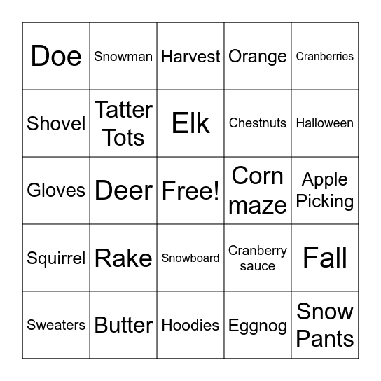 FALL BINGO Card