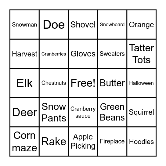 FALL BINGO Card