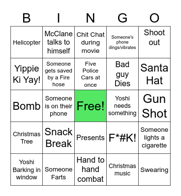 Catalfamo-Swindon Movie Night Bingo Card