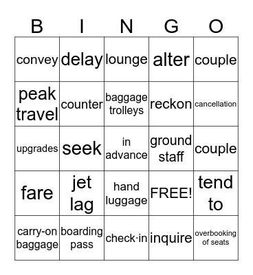 Travelling Bingo Card