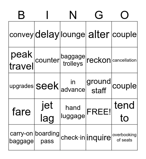 Travelling Bingo Card