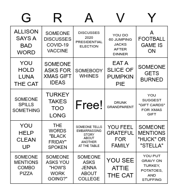 THANKSGIVING 2020 Bingo Card