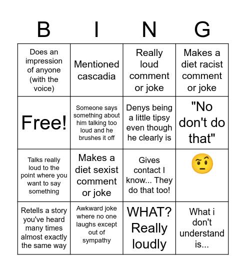 Dad Bingo Card