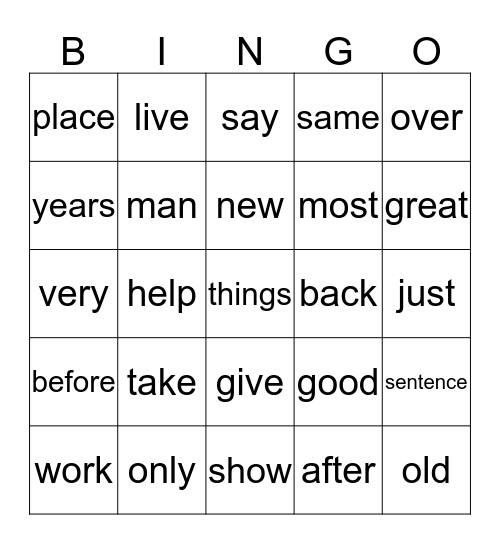 2nd grade words - I Bingo Card