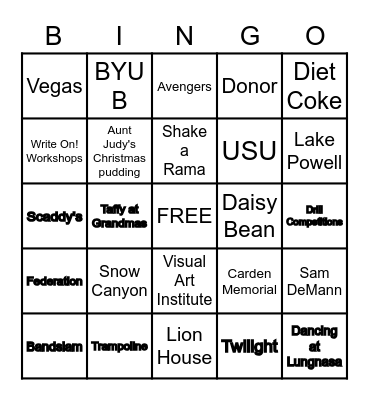 FINLINSON GRATITUDE BINGO Card