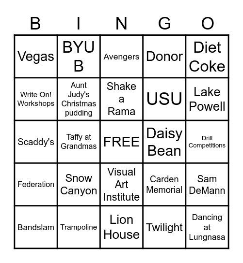 FINLINSON GRATITUDE BINGO Card