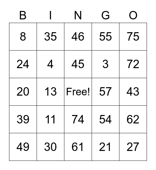 Thanksgiving Bingo 2020 Bingo Card
