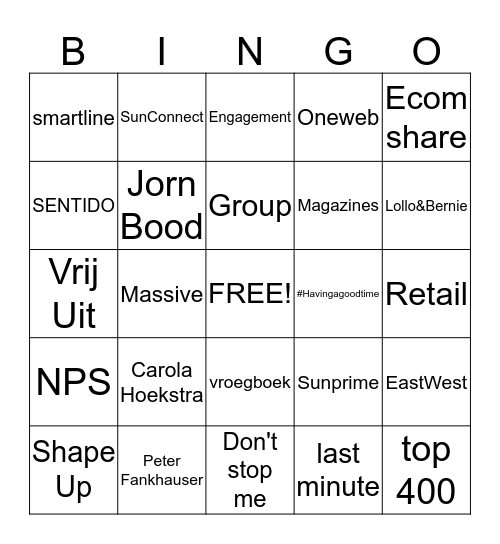 Let's go! Bingo Card