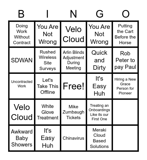 Pioneer Technology Bingo Card