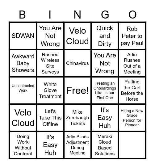 Pioneer Technology Bingo Card