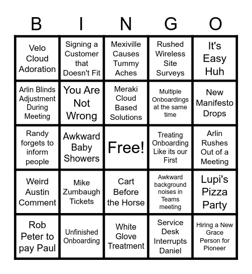 Pioneer Technology Bingo Card