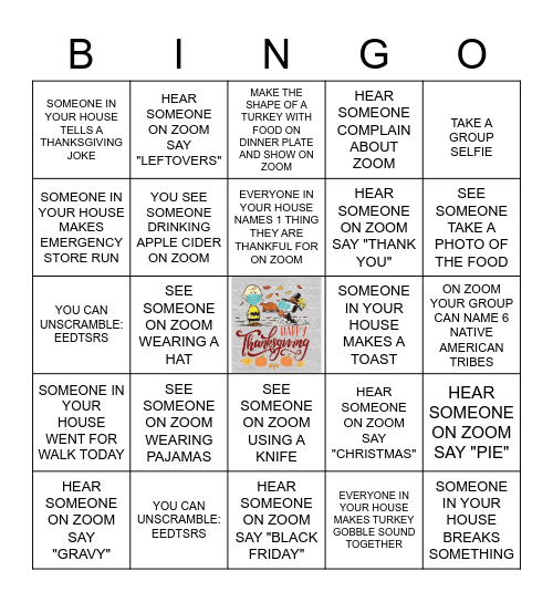 THANKSGIVING 2020 Bingo Card