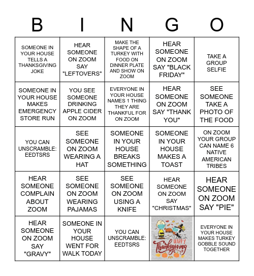 THANKSGIVING 2020 Bingo Card