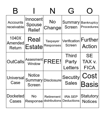 IRM Change BINGO!!!! Bingo Card