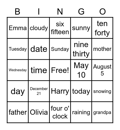 Review 2 Bingo Card
