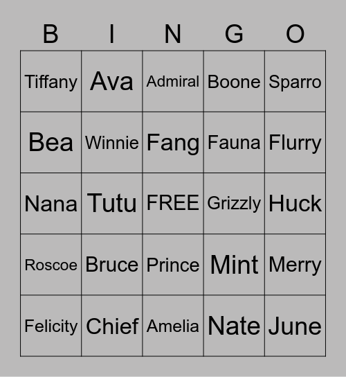 Roscoe Hunt! Bingo Card