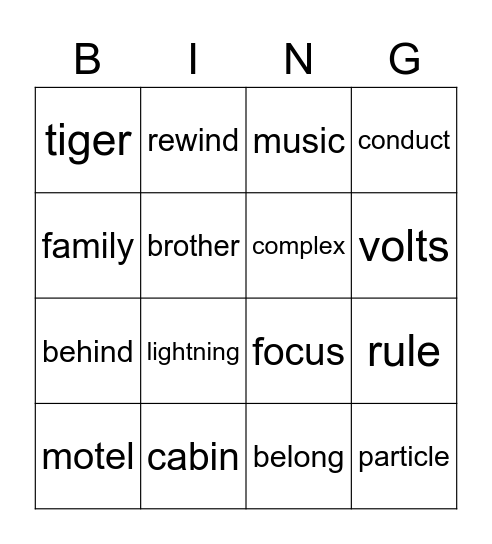 week 9 term 4 Bingo Card
