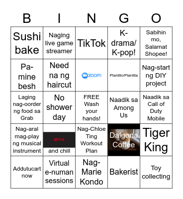 Quarantine Bingo Card