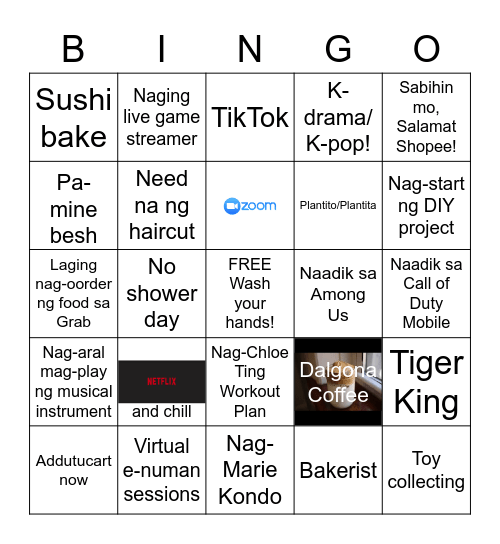 Quarantine Bingo Card