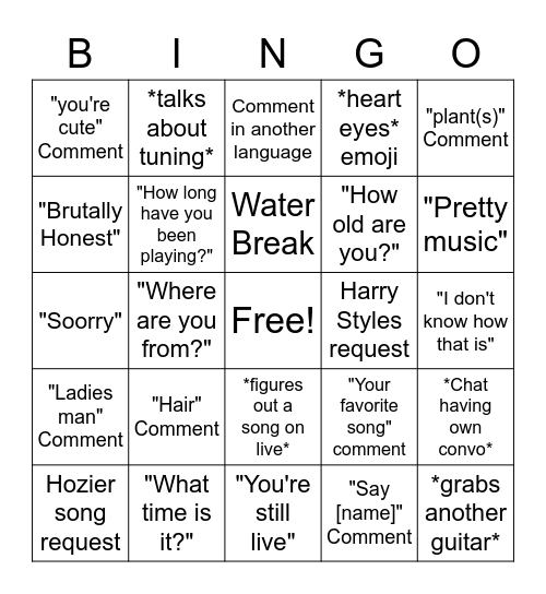 EEF Live Streams Bingo Card