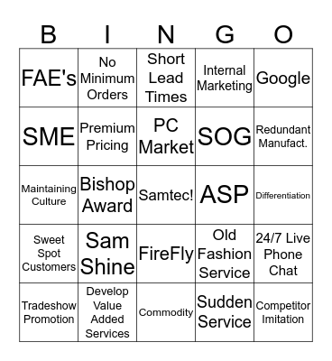 Samtec Bingo Card