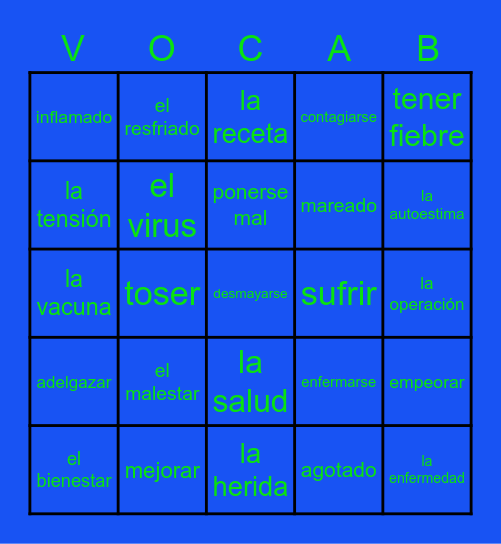 L4. La Salud y el bienestar (Descubre 3) - Garza Bingo Card