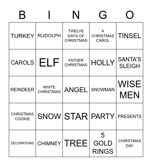 Christmas Bingo Card