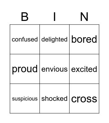 Sol_Elem 1A Feelings Bingo Card