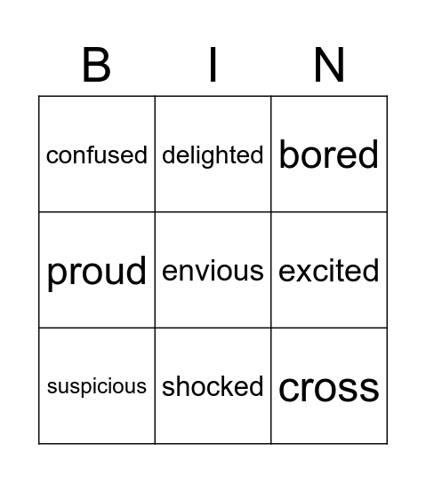 Sol_Elem 1A Feelings Bingo Card