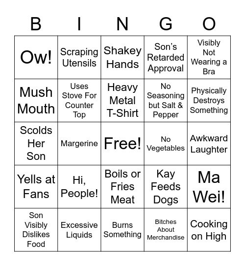 Kay’s Good Cooking Bingo Card