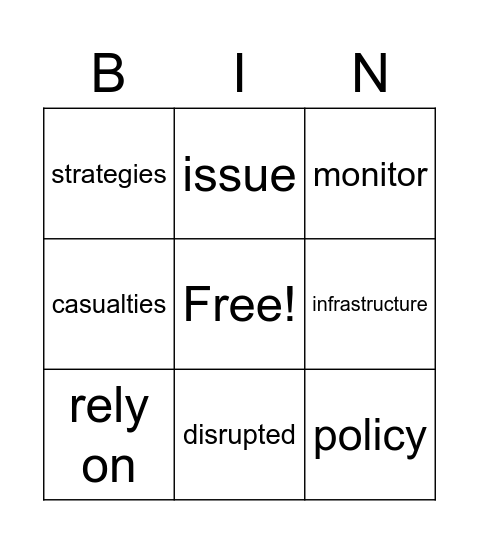 Bingo! Bingo Card