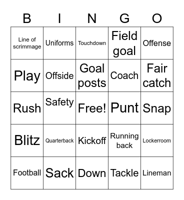 Football Bingo Card