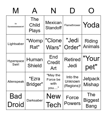 The Mandalorian: Chapter 12 Bingo Card