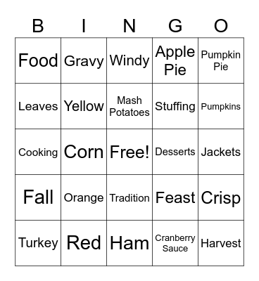 November Bingo Card