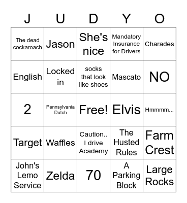 That one time Judy turned 70... Bingo Card