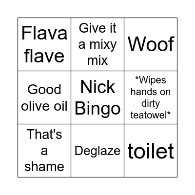 Nick cook-along Bingo Card